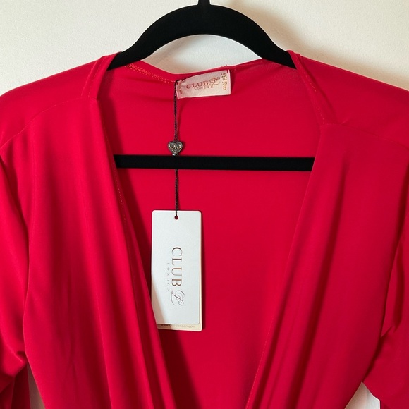 ASOS | Club L London | Slinky Wrap Dress | Mini | Red | NWT | 6 - Picture 7 of 12